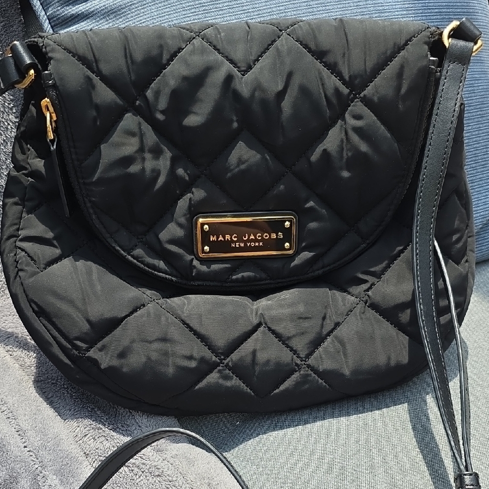 Marc Jacobs Black Quilted Crossbody Bag with Gold Hardware